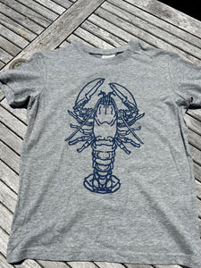 Kids Lobster Print Tee in White  & Grey