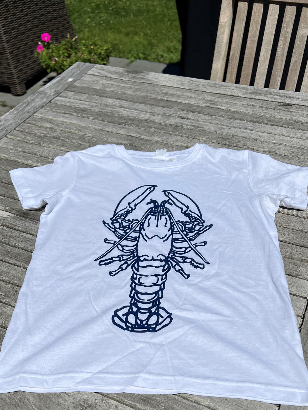 Kids Lobster Print Tee in White  & Grey
