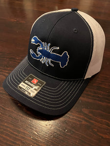 Navy Trucker with Large Blue Lobster