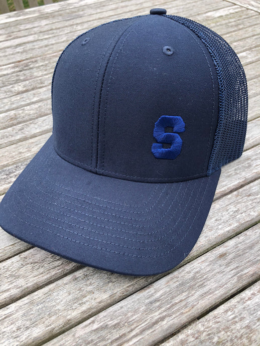 S Trucker Hat - Blue on Navy