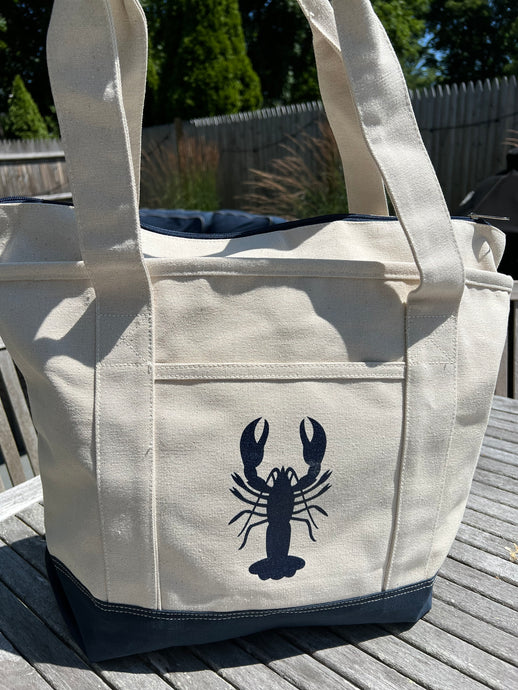 Blue Lobster Cotton Tote